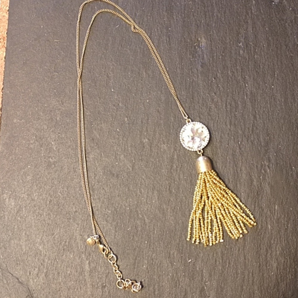 J Crew gold tassle necklace